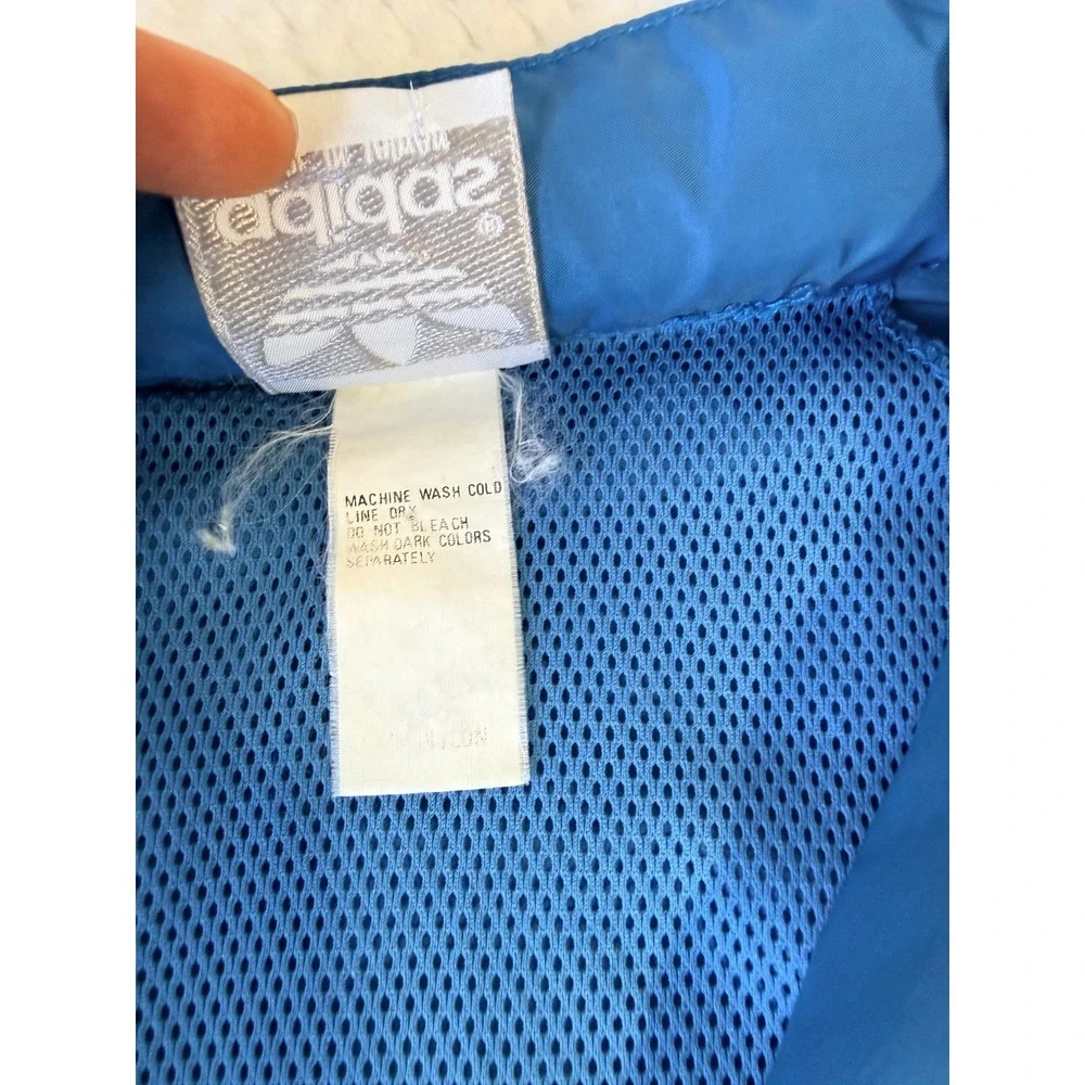 Vintage Adidas Mens 80s‎ Quarter Zip Windbreaker Blue Black Striped Trefoil XL